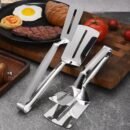 304 Stainless Steel Spatula and Tongs Combination Set for Frying Fish, Steaks, and Barbecuing (PACK OF 2)