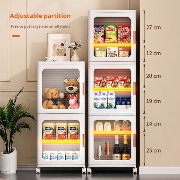 24-65cm Transparent Foldable Children's Bookcase Simple Wardrobe Storage Cabinet Toy Storage Cabinet Kitchen Shelf - Image 3