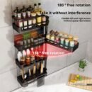 Rotating Kitchen Spice Rack Wall-Mounted Corner Spice Storage Rack Multi-Functional Multi-Tier Storage Rack