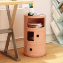 Cream-colored bedside cabinet with narrow edges, round storage cabinet, creative macaron-style small bedroom storage cabinet